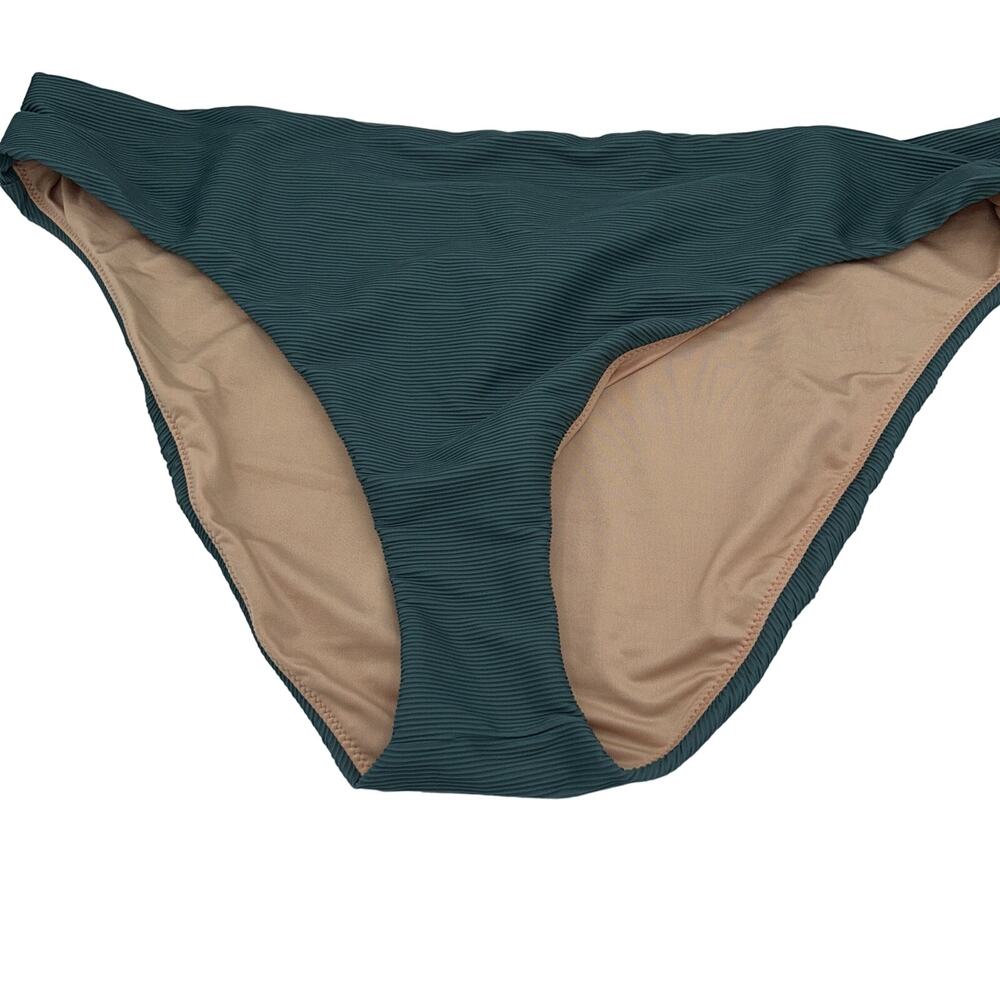 New J. Crew Teal Ribbed High Rise Cheeky Bikini Swim Bathing Suit Bottom Size 2X - Picture 3 of 9